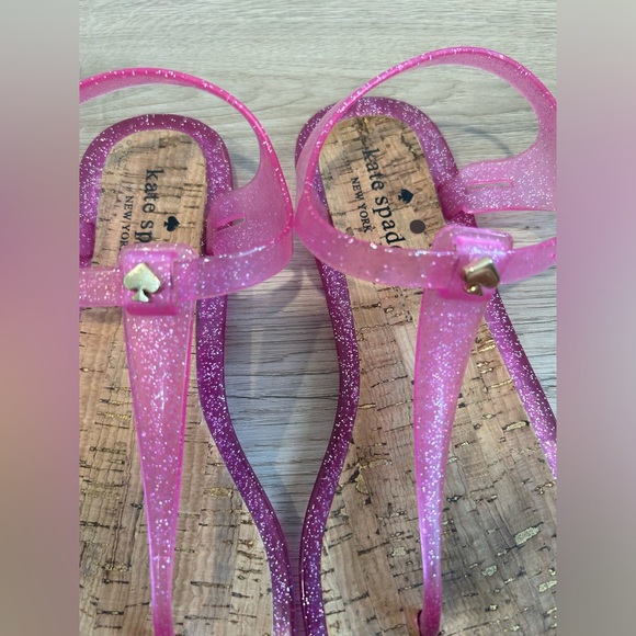Kate spade yari jelly pink shimmer rubber cork t strap sandals Size 7 - Picture 7 of 7